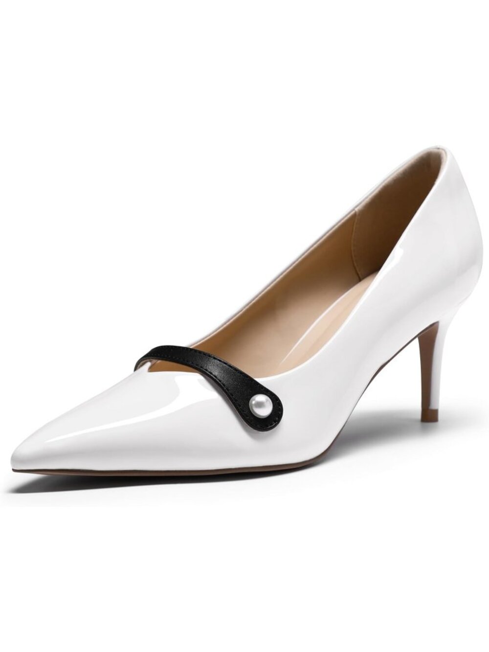 Women's White Pump Pointed Toe Closed Toe Stiletto Slip On High Heel Dress Shoes